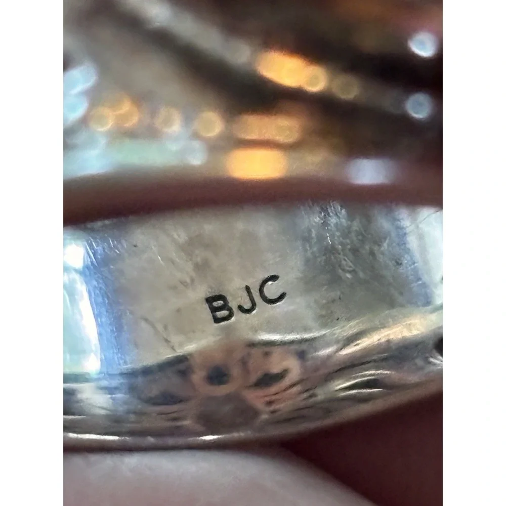 Vintage BJC Blue Topaz Ring Woven Byzantine  Sterling Silver Sz9.5